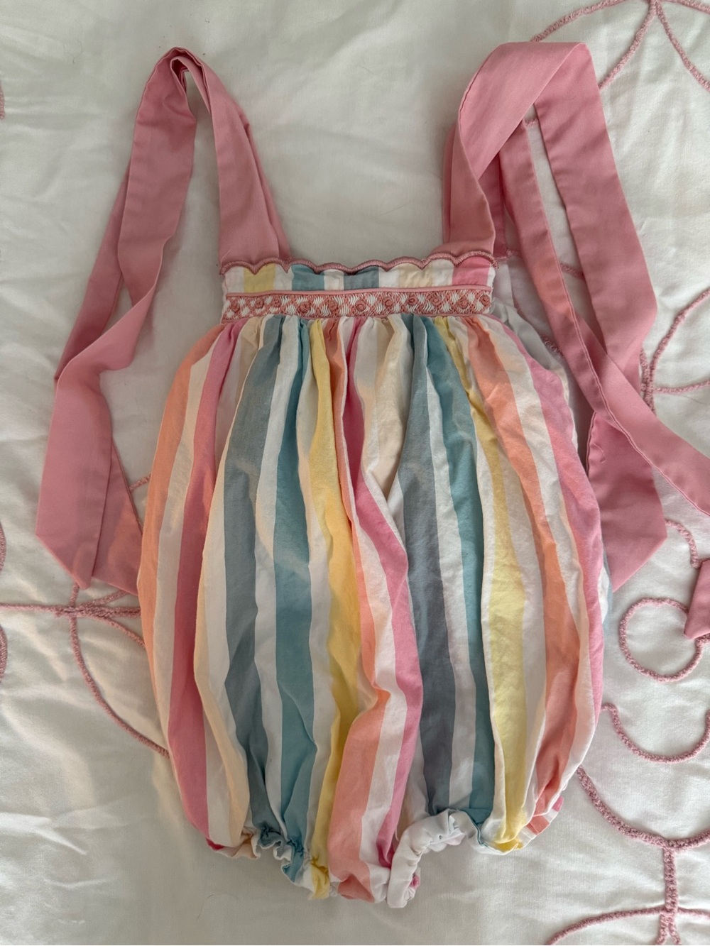 Kids Pink Multi-Stripe Bubble Romper